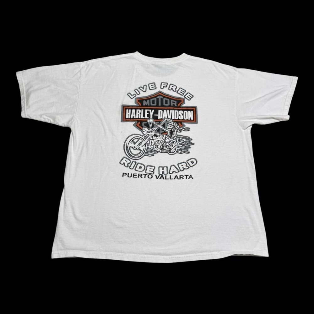 Yazbek Harley Davidson Puerto Vallarta White Distressed‎ Shirt XL (Short Length)